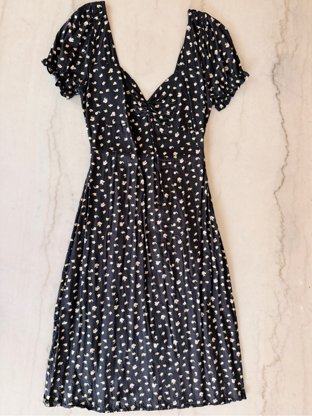 Billabong Black Midi Dress with Cream Floral Print